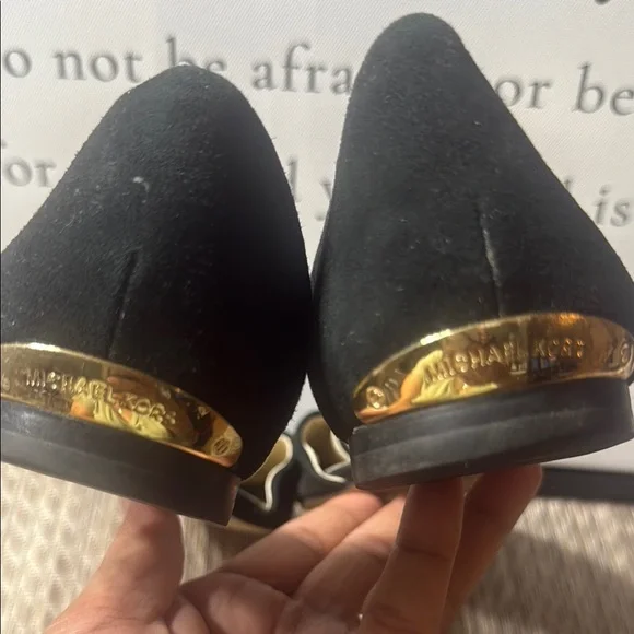Michael Kors Black D'Orsay Flats with Suede Finish Women SZ 7.5 Box1 - Picture 4 of 6